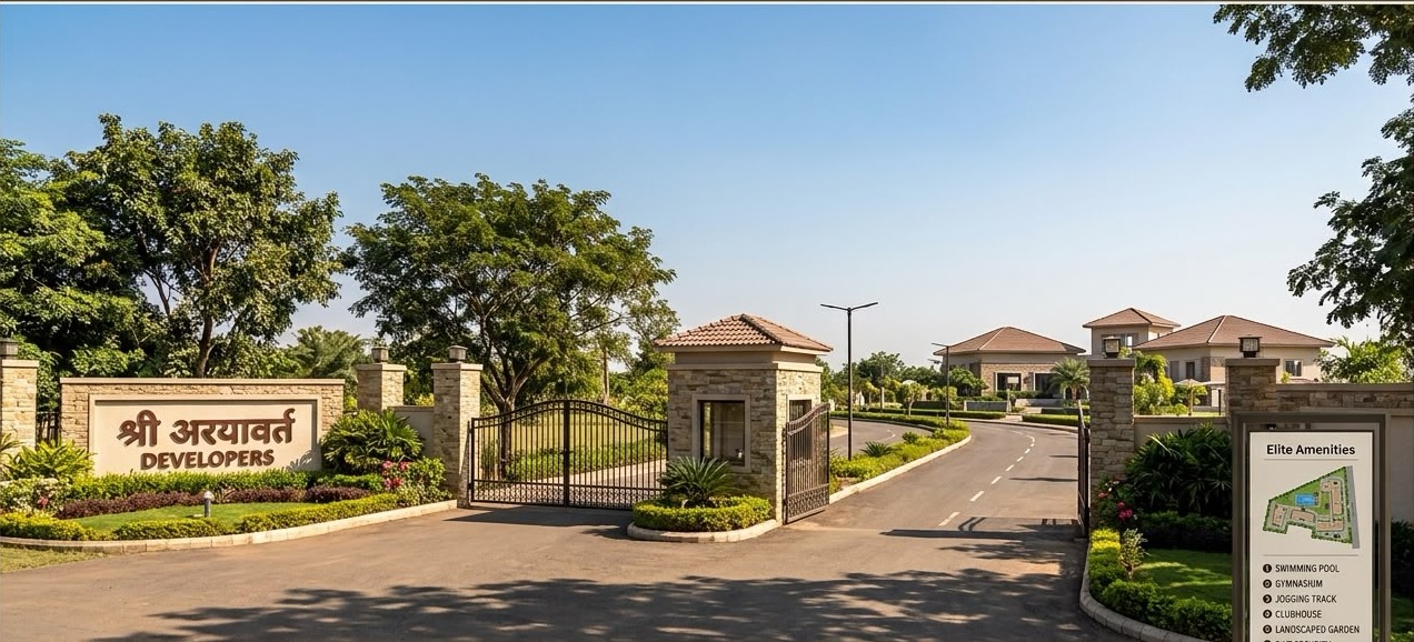 Shree Aryavarta Developers — gated community entrance